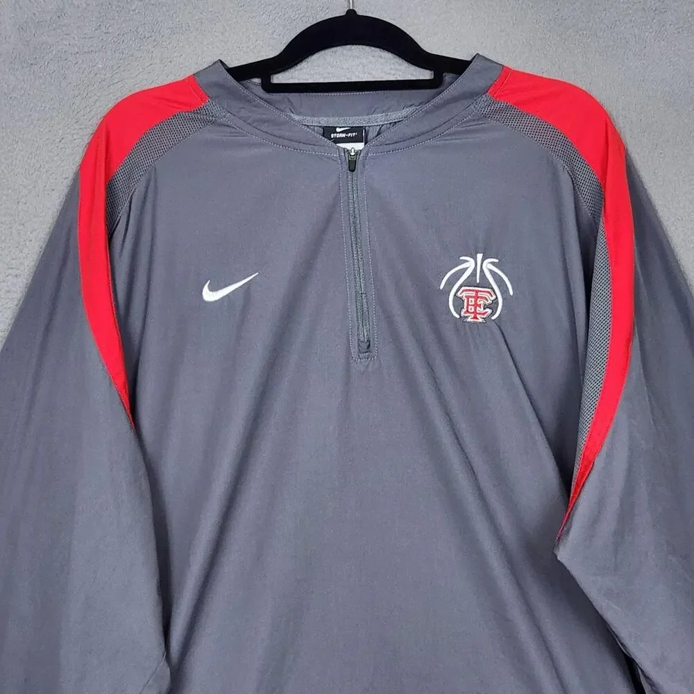 Nike Storm-FIT Jacket Mens XL Gray Red 1/4 Zip Wauwatosa Windbreaker 359725-256